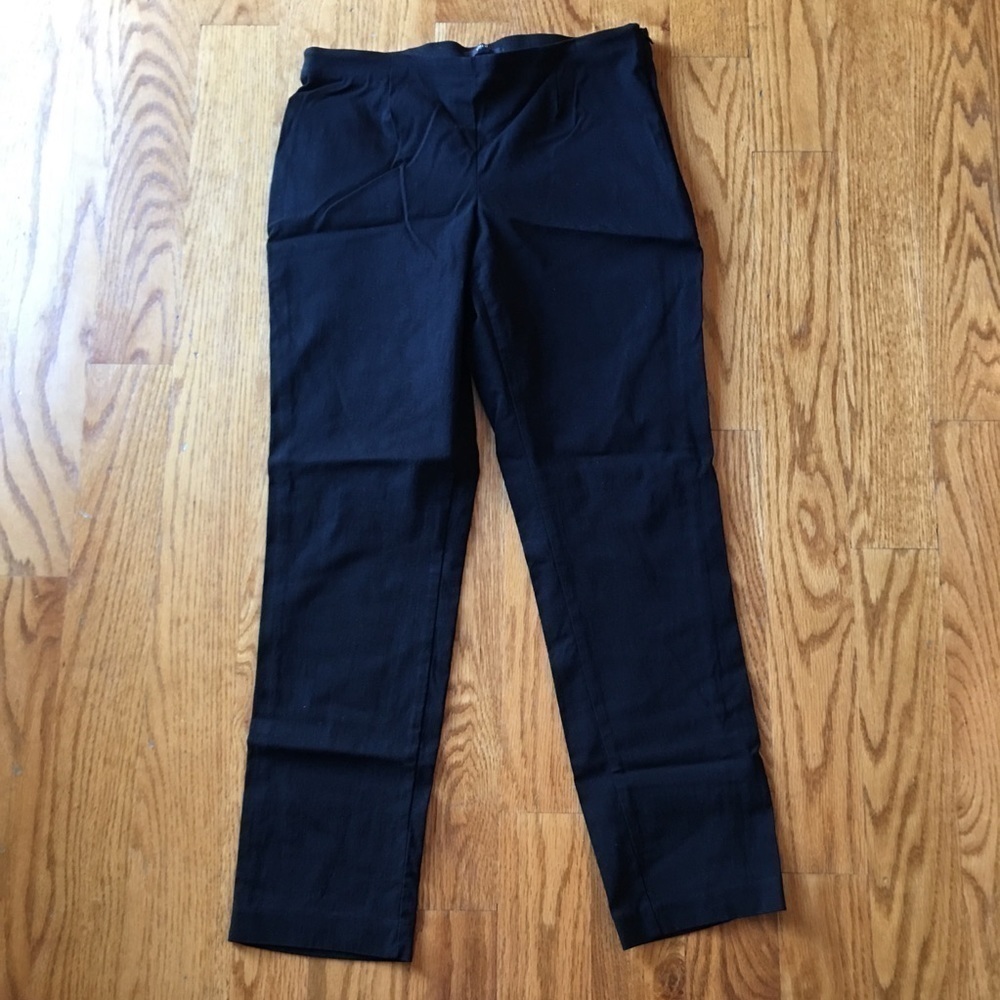 EUC black stretch flat front side zipper pants 8P